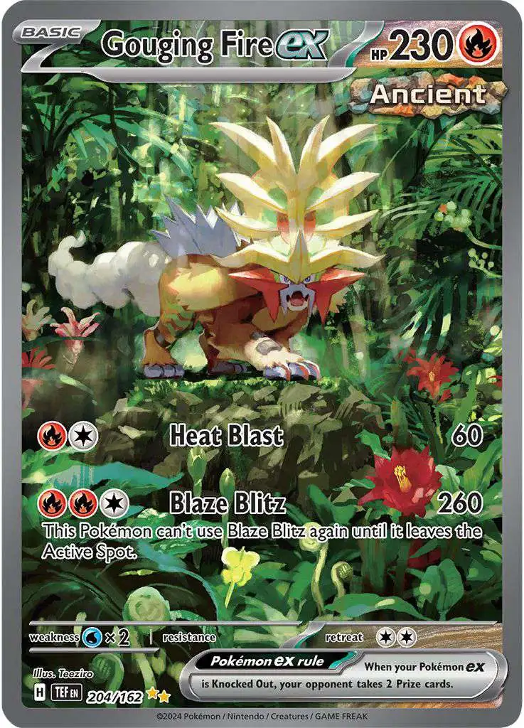Pokemon Temporal Forces Special Illustration Rare Gouging Fire ex #204