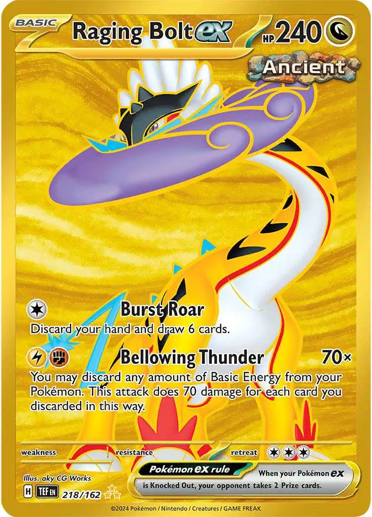 Pokemon Temporal Forces Hyper Rare Raging Bolt ex #218