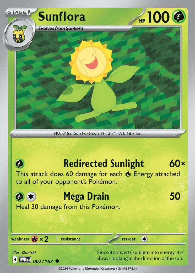 Pokemon Trading Card Game Twilight Masquerade Uncommon Sunflora #7