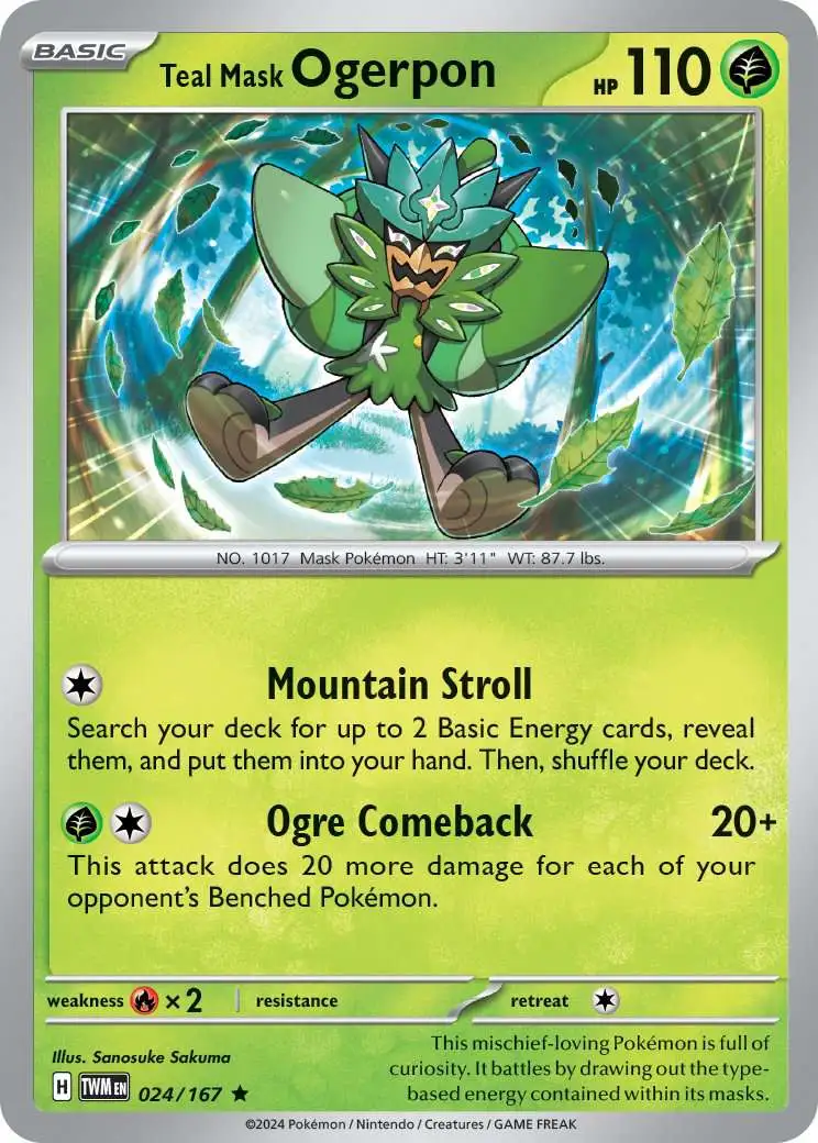 pokemon ogerpon cards 017/193}Teal Mask ex [Colorless]. POKEMON CARD 2024: Cornerstone Mask
