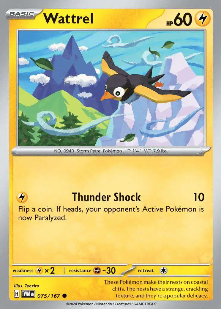 Pokemon Trading Card Game Twilight Masquerade Common Wattrel #75