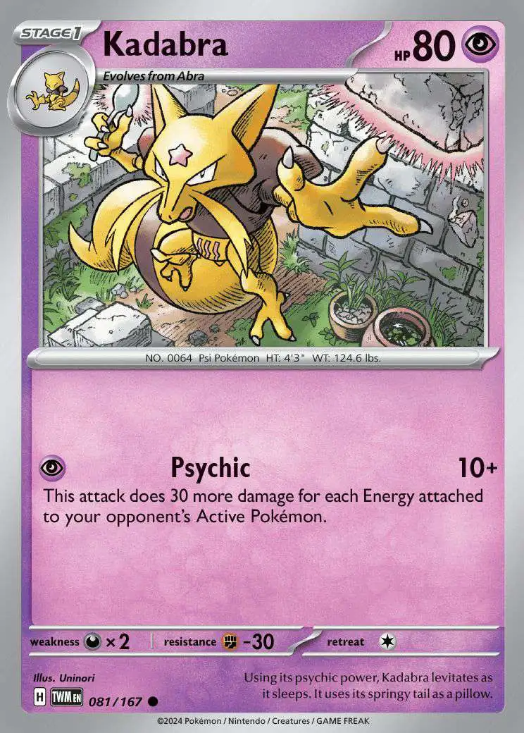 Pokemon Trading Card Game Twilight Masquerade Common Kadabra #81