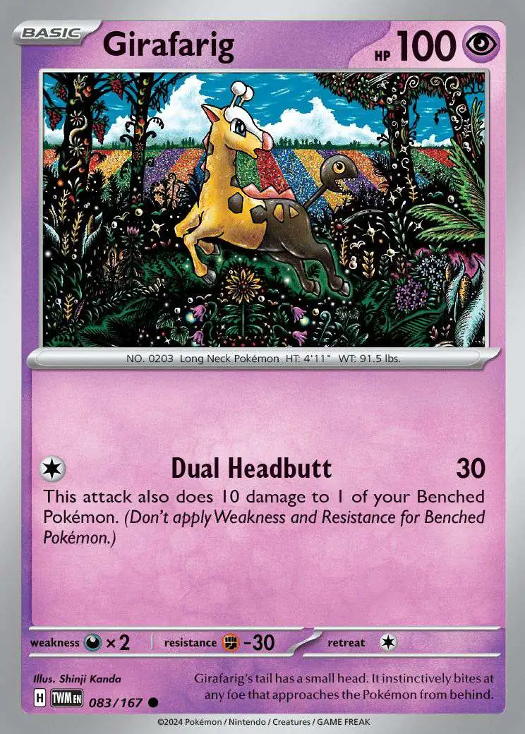 Pokemon Trading Card Game Twilight Masquerade Common Girafarig #83