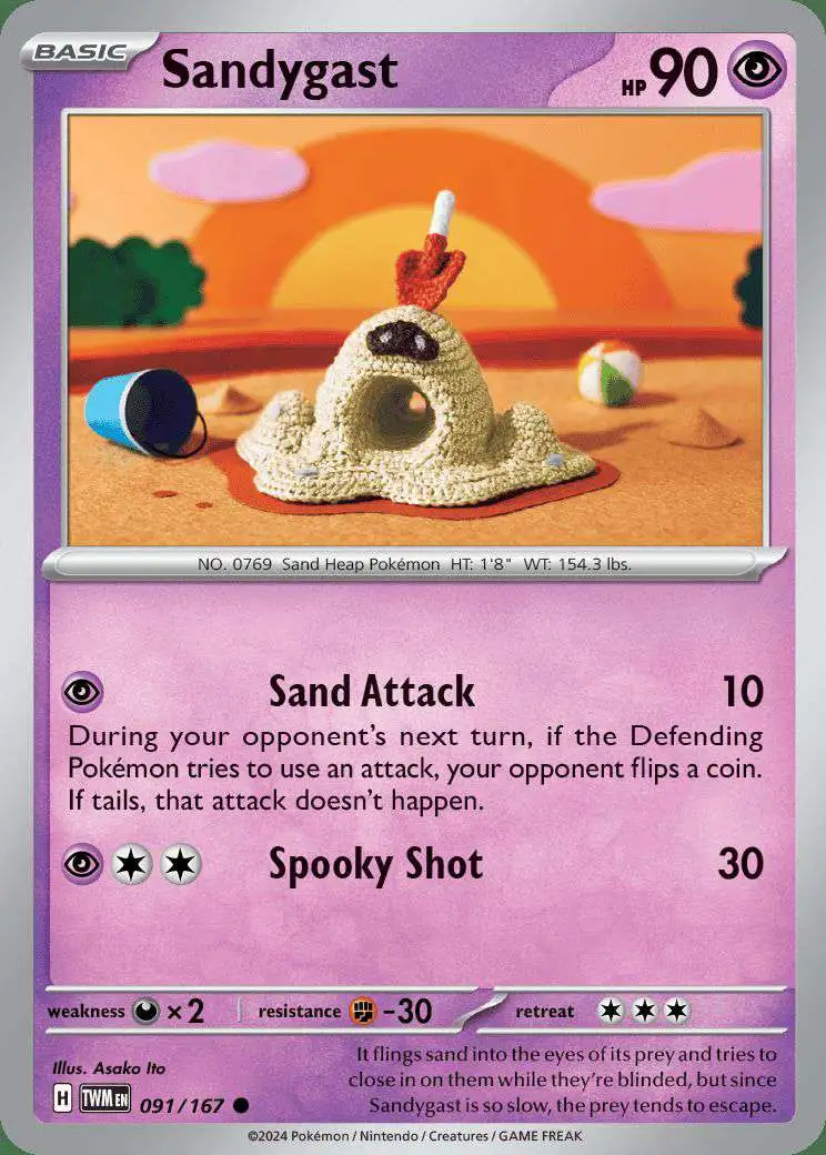 Pokemon Trading Card Game Twilight Masquerade Single Card Common Sandygast  91 - ToyWiz