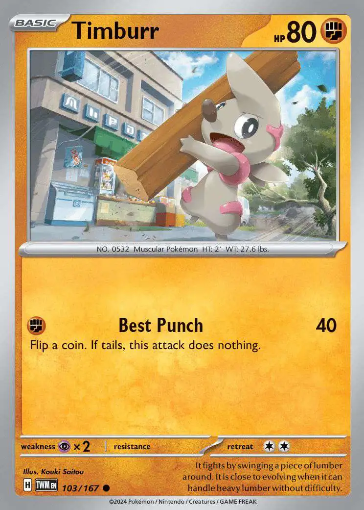 Pokemon Trading Card Game Twilight Masquerade Common Timburr #103