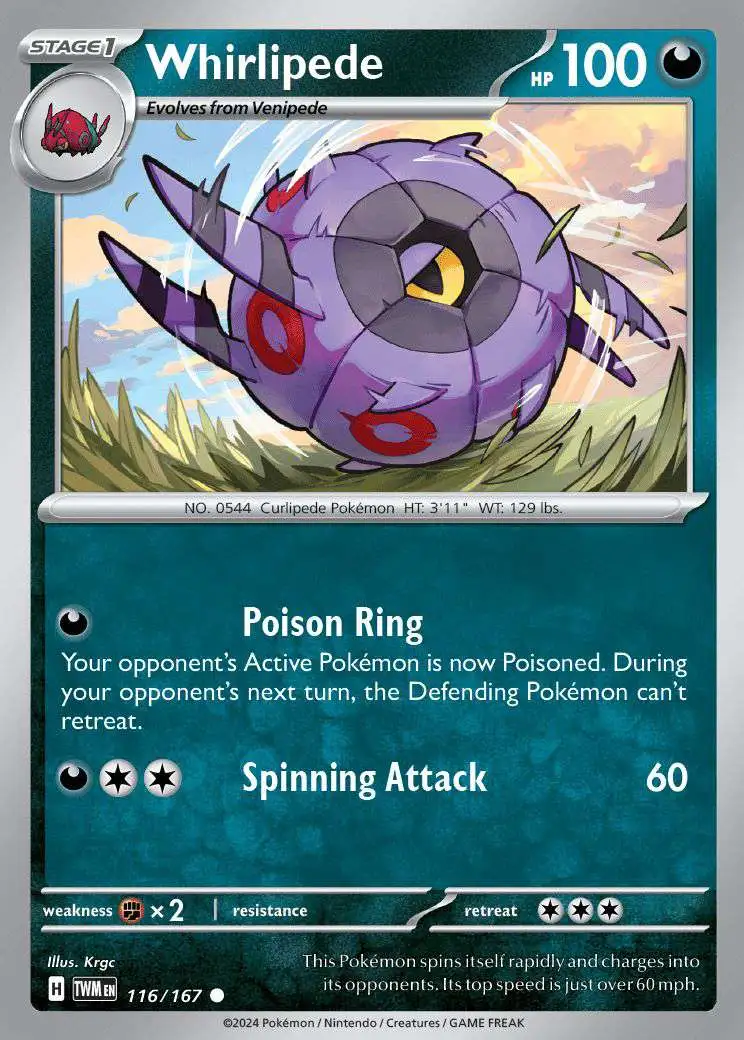 Pokemon Trading Card Game Scarlet & Violet Twilight Masquerade Common Whirlipede #116