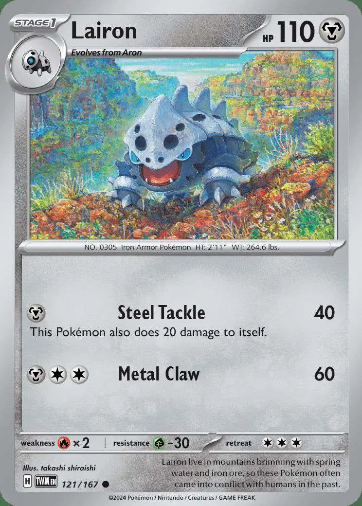 Pokemon Trading Card Game Twilight Masquerade Common Lairon #121