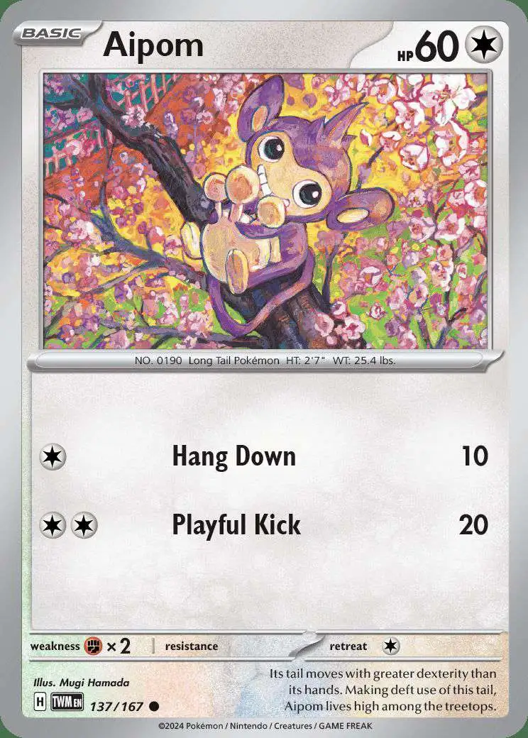 Pokemon Trading Card Game Twilight Masquerade Common Aipom #137