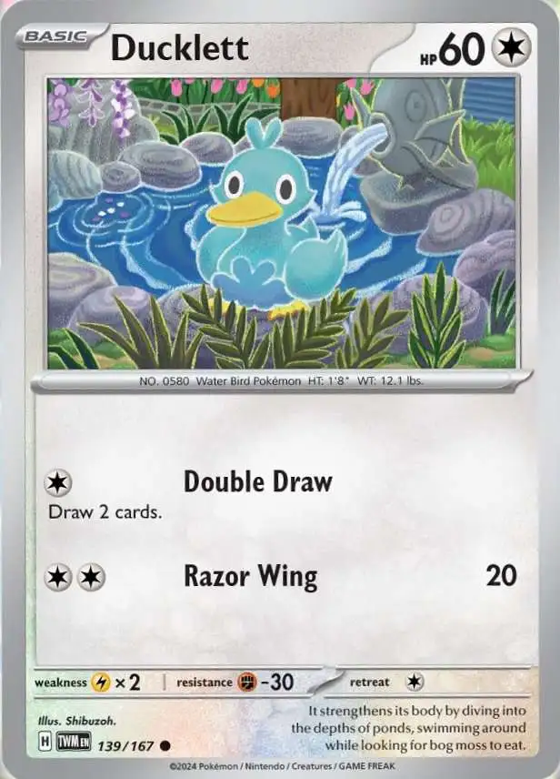 Pokemon Trading Card Game Twilight Masquerade Common Ducklett #139