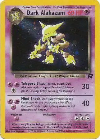 Pokemon Team Rocket Rare Holo Dark Alakazam #1 [Moderately Played]