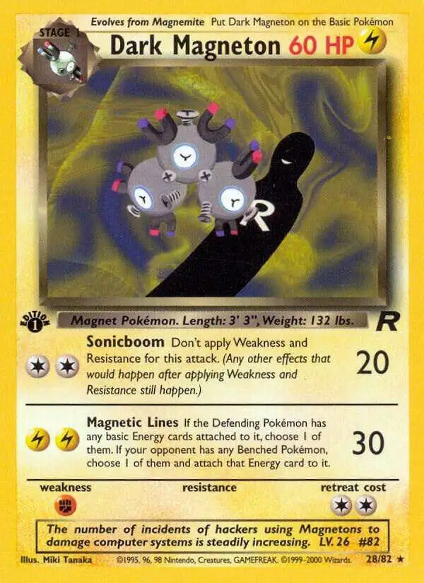 Pokemon Team Rocket Rare Dark Magneton #28 [1st Edition]
