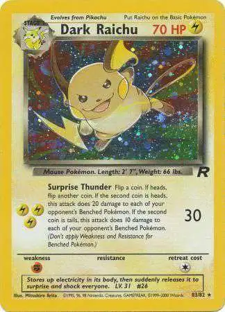 Pokemon Team Rocket Rare Holo Dark Raichu #83 [Lightly Played]