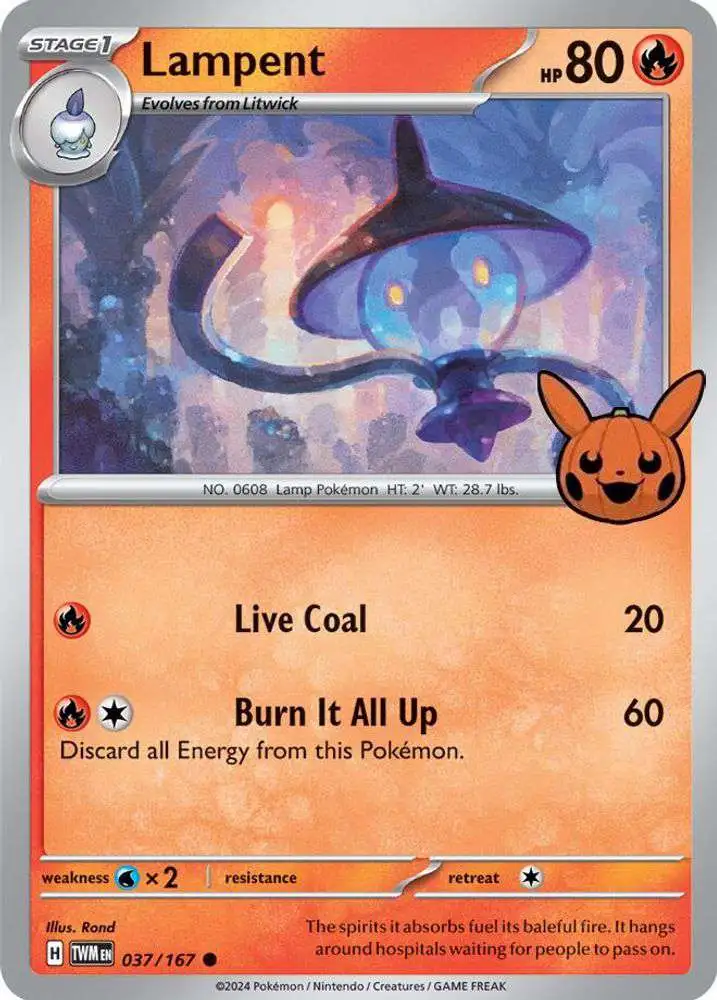 Pokemon Trading Card Game Trick or Trade 2024 Single Card Common Lampent 37  - ToyWiz
