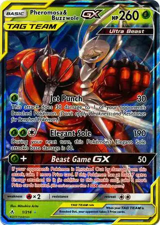 Pokemon Trading Card Game Sun & Moon Unbroken Bonds Ultra Rare Pheromosa & Buzzwole GX #1 [Moderately Played]