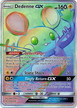 Pokemon Trading Card Game Sun & Moon Unbroken Bonds Secret Rare Dedenne GX #219