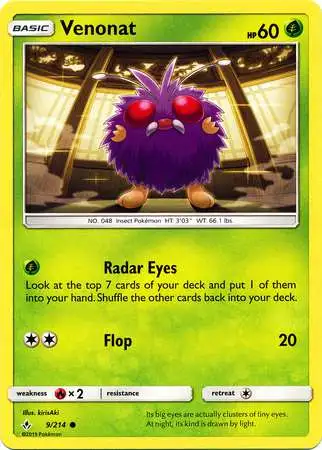 Pokemon Trading Card Game Sun & Moon Unbroken Bonds Common Venonat #9