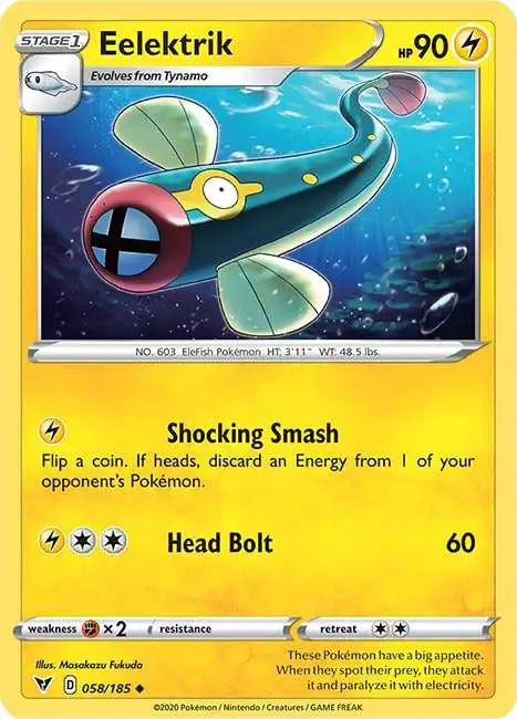 Pokemon Trading Card Game Sword Shield Vivid Voltage Single Card Uncommon  Eelektrik 58 - ToyWiz