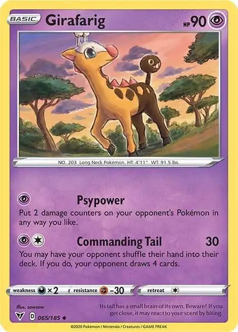 Pokemon Trading Card Game Sword & Shield Vivid Voltage Uncommon Girafarig #65