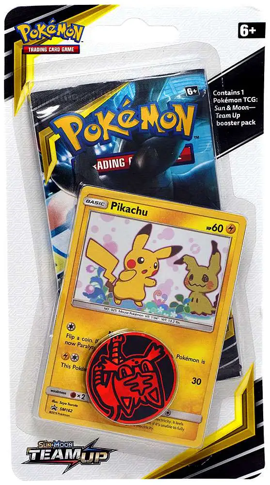 with Coin Pokemon TCG Sun & Moon Team Up Mimikyu Blister Booster Pack 