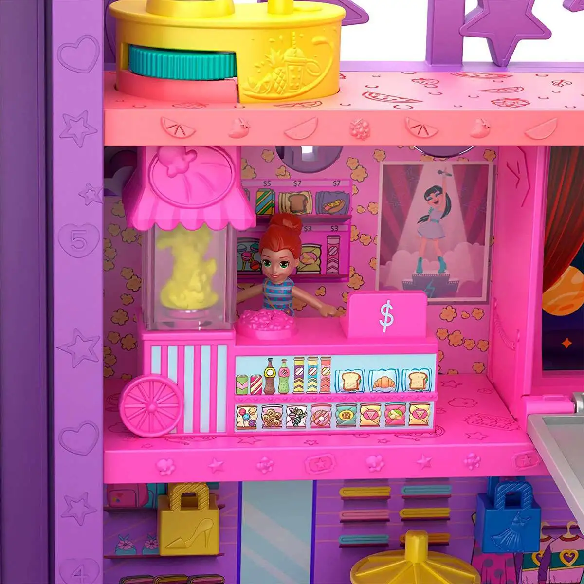 Polly Pocket Pollyville – Negozio Di Caramelle 3 Piani Con 2 Bambole E Accessori, Giocattolo Per Bambini 4+ Anni
