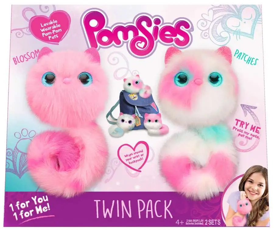 Pomsies Twin Pack Pinky and Speckles Plush Interactive Toys Skyrocket