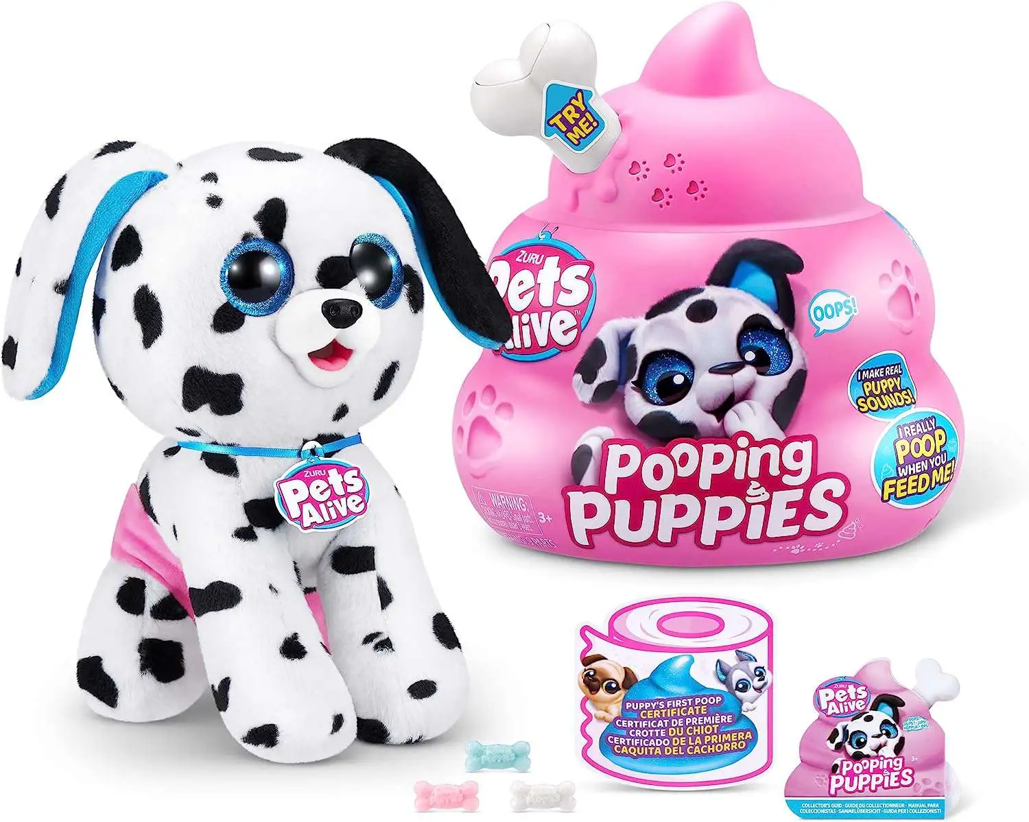 Pets Alive Pooping Puppies Series 1 Dalmation Interactive Plush White Bone  Zuru Toys - ToyWiz