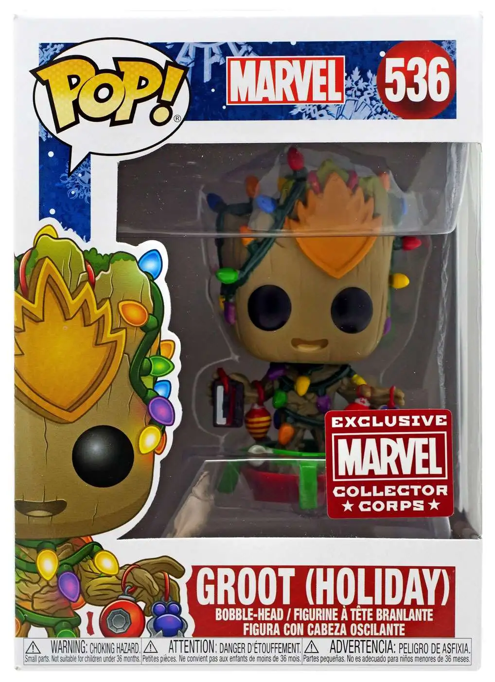Funko Pop Marvel Collector Corps Exclusive! Marvel Groot #536 Holiday 
