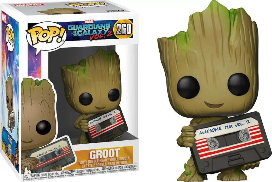 Funko Guardians of the Galaxy Vol. 2 POP! Marvel Groot Exclusive Vinyl  Bobble Head #260 [with Mix Tape]