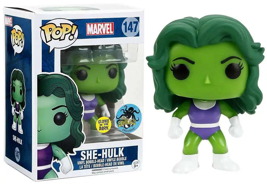 Funko Marvel POP Marvel She-Hulk Exclusive Vinyl Bobble Head 147 Glow ...