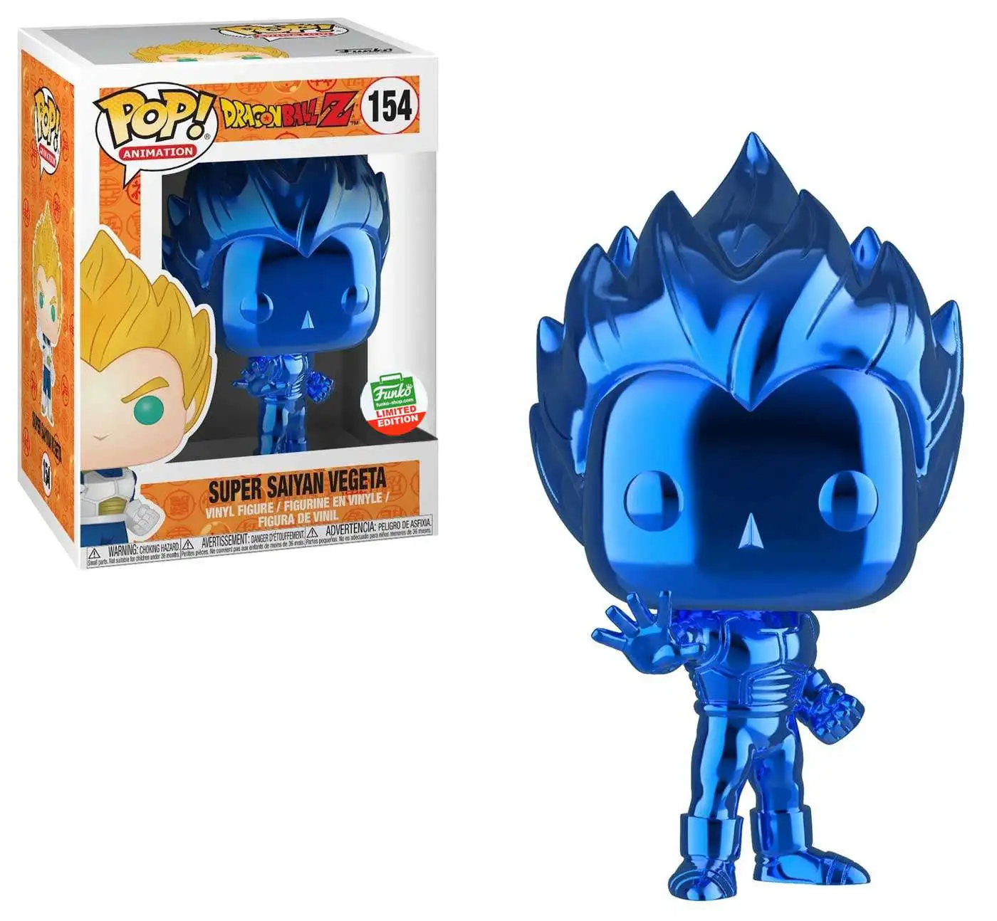 Funko Dragon Ball Z POP! Animation Super Saiyan Vegeta Exclusive Vinyl Figure #154 [Blue Chrome]