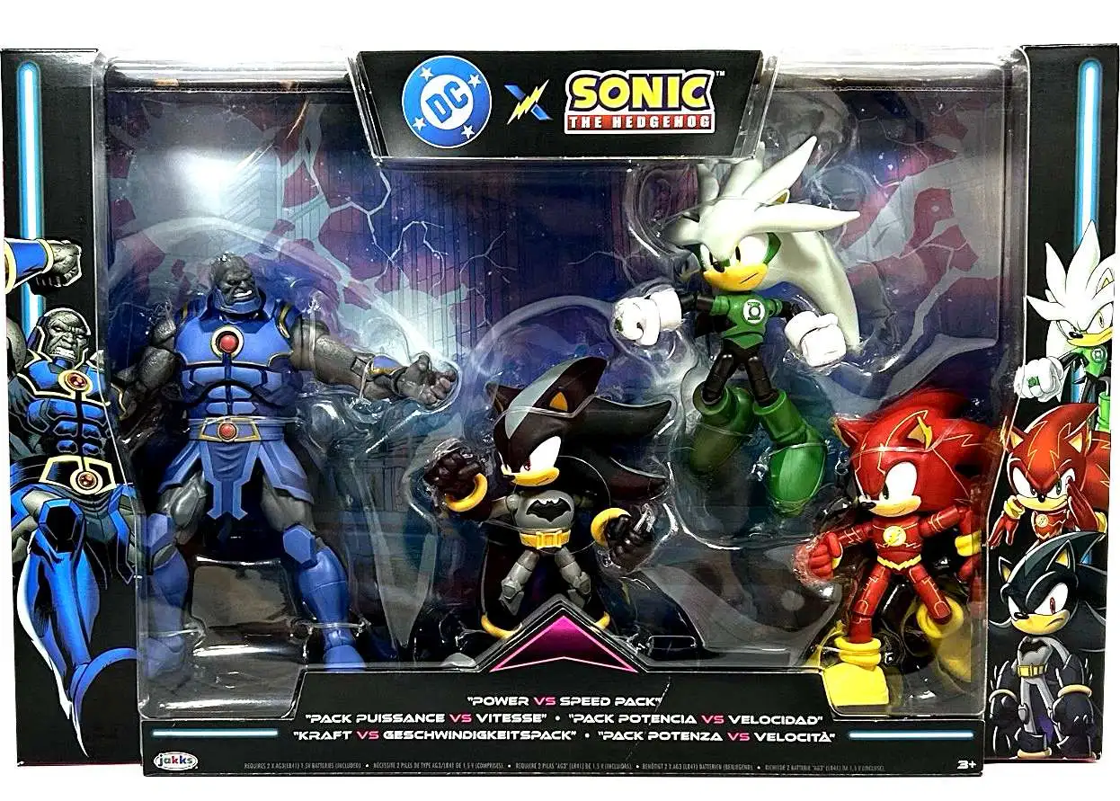 Sonic The Hedgehog x DC Sonic as Flash, Silver as Green Lantern, Shadow as Batman & Darkseid Exclusive Action Figure 4-Pack [Power vs Speed]