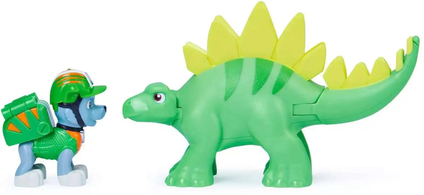 Paw Patrol Dino Rescue Rocky and Stegosaurus Figure Set with Mystery Dinosaur 