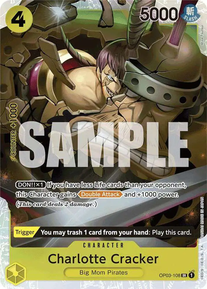 One Piece Trading Card Game Premium Booster Single Card Super Rare Charlotte Cracker OP03-108 Reprint - ToyWiz One Piece Trading Card Game Premium Booster Single Card Super Rare Charlotte Cracker OP03-108 Reprint - ToyWiz