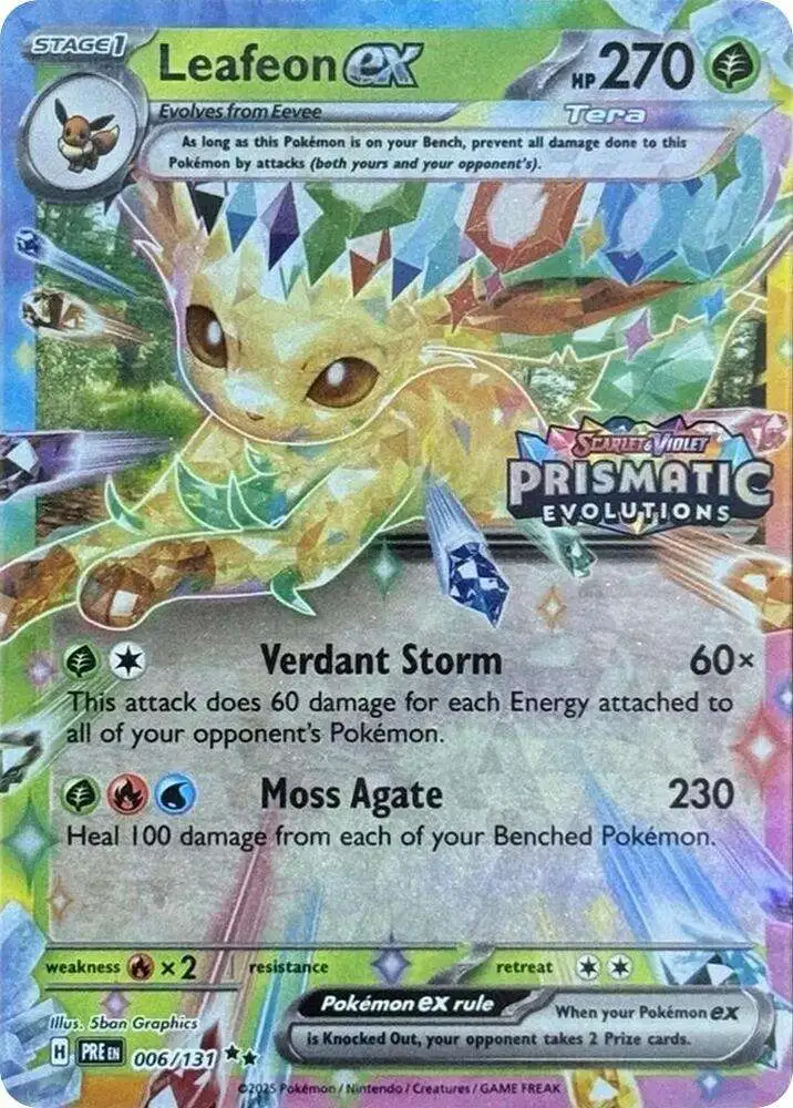 Pokemon Trading Card Game Prismatic Evolutions Double Rare Leafeon ex #6 [Prismatic Evolutions Stamp]