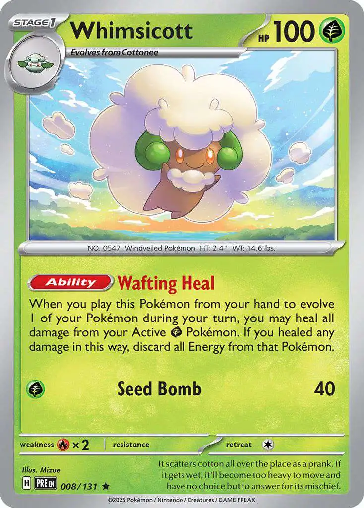 Pokemon Trading Card Game Prismatic Evolutions Rare Whimsicott #8