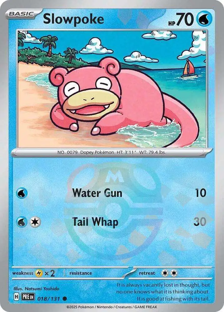 Pokemon Trading Card Game Prismatic Evolutions Common Slowpoke #18 [Master Ball Pattern]