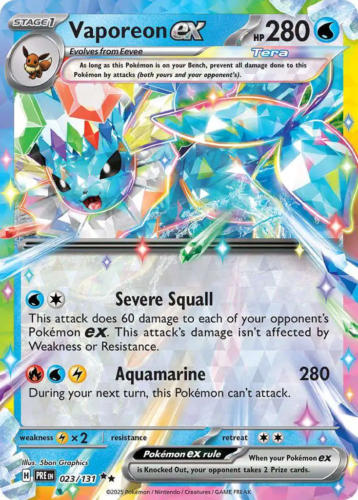 Pokemon Trading Card Game Prismatic Evolutions Double Rare Vaporeon ex #23
