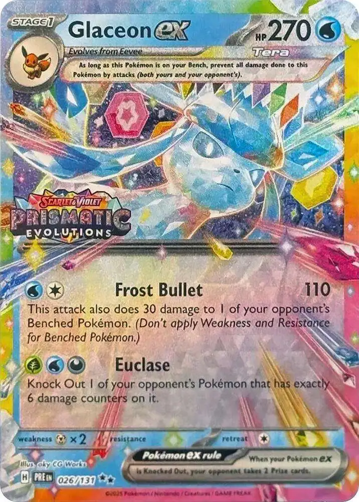 Pokemon Trading Card Game Prismatic Evolutions Double Rare Glaceon ex #26 [Prismatic Evolutions Stamp]