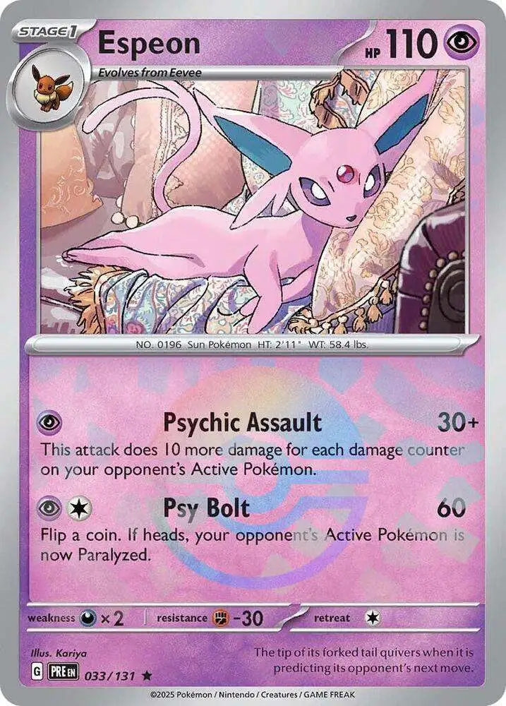 Pokemon Trading Card Game Prismatic Evolutions Rare Espeon #33 [Poke Ball Pattern]