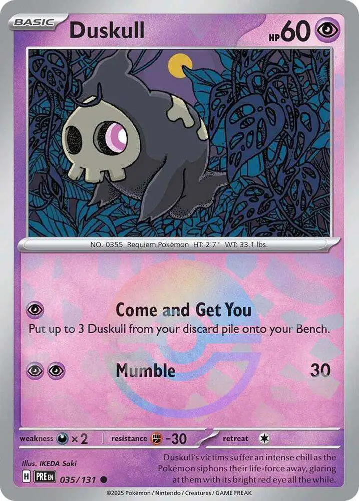 Pokemon Trading Card Game Prismatic Evolutions Common Duskull #35 [Poke Ball Pattern]