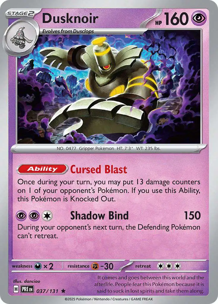 Pokemon Trading Card Game Prismatic Evolutions Rare Dusknoir #37