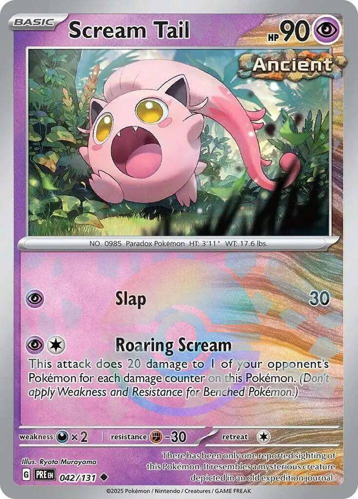 Pokemon Trading Card Game Prismatic Evolutions Uncommon Scream Tail #42 [Poke Ball Pattern]