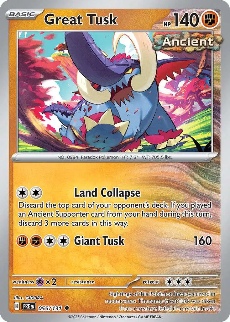 Pokemon Trading Card Game Prismatic Evolutions Uncommon Great Tusk #55