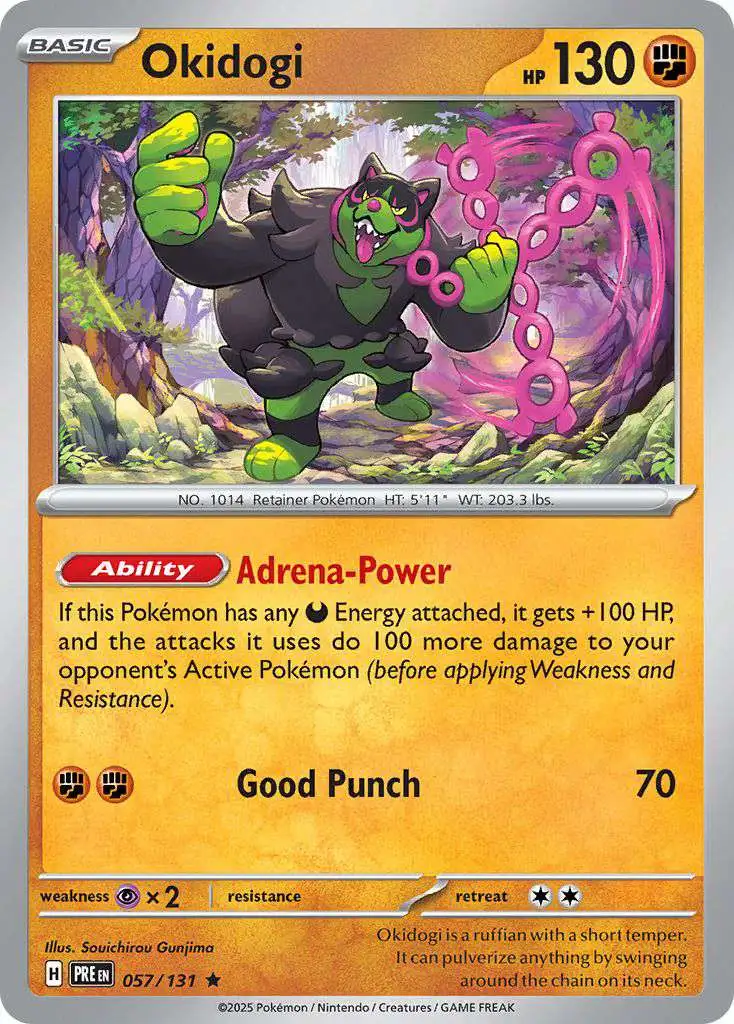 Pokemon Trading Card Game Prismatic Evolutions Rare Okidogi #57