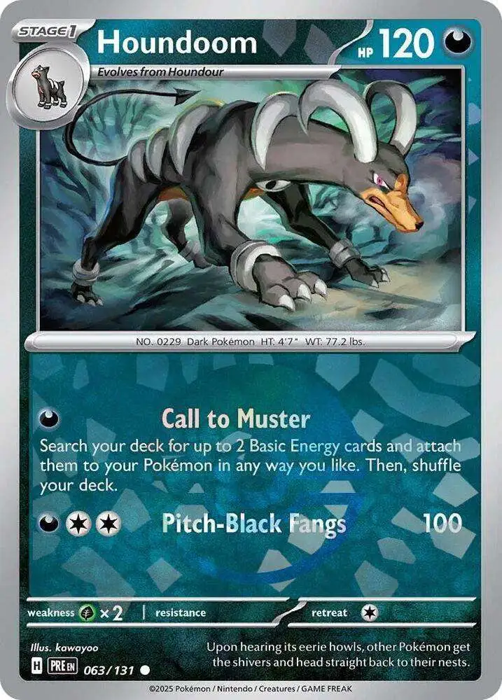 Pokemon Trading Card Game Prismatic Evolutions Common Houndoom #63 [Poke Ball Pattern]