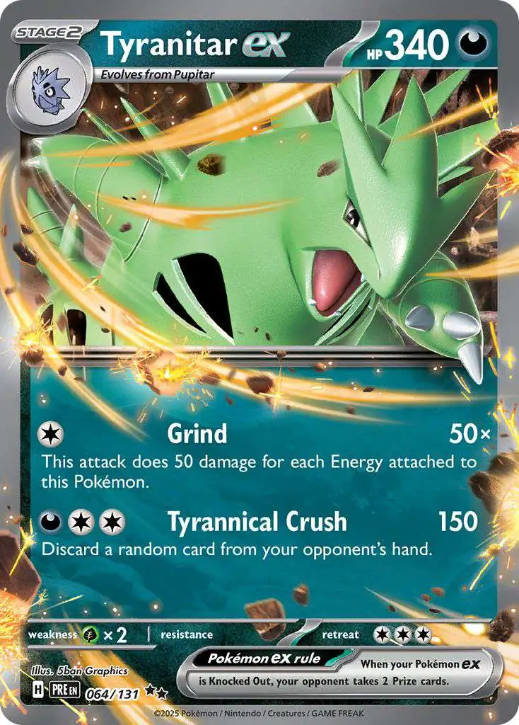 Pokemon Trading Card Game Prismatic Evolutions Double Rare Tyranitar ex #64