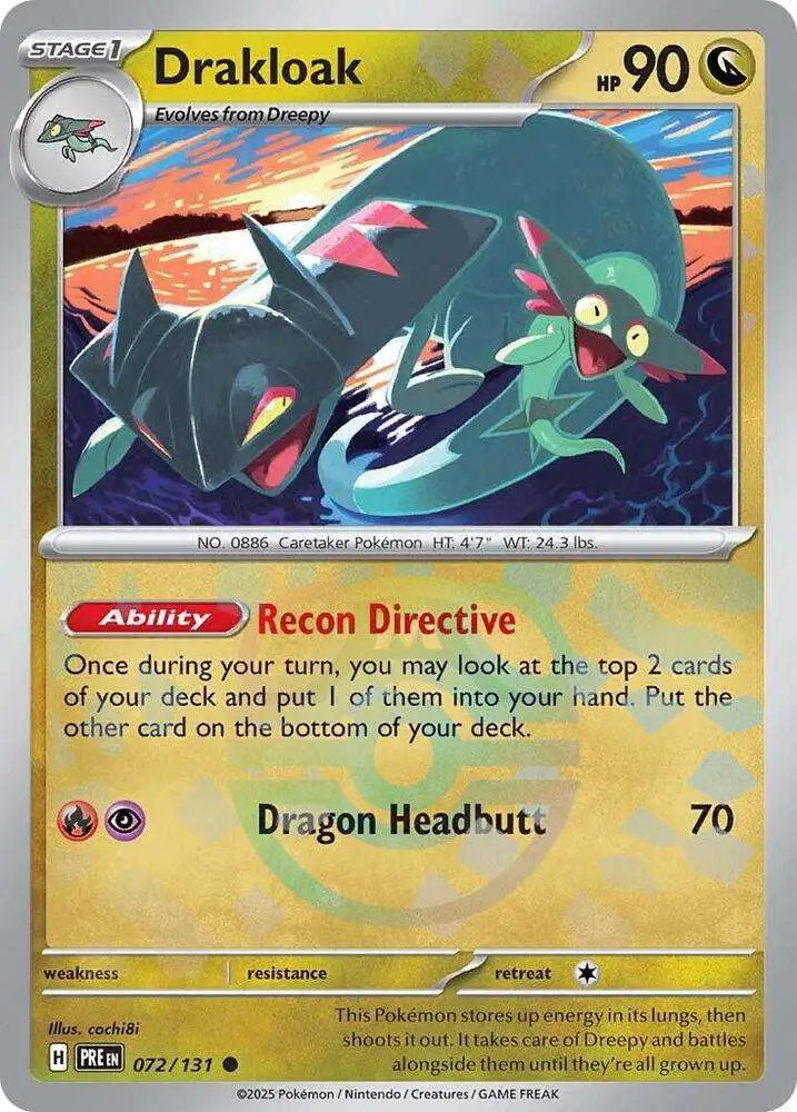 Pokemon Trading Card Game Prismatic Evolutions Common Drakloak #72 [Master Ball Pattern]