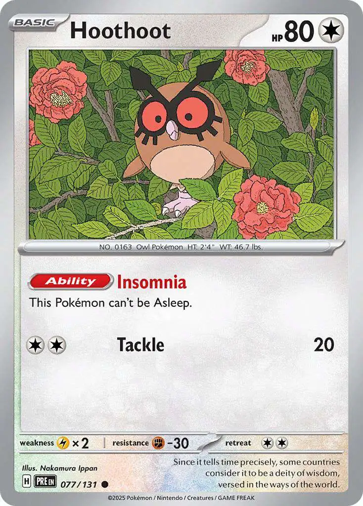 Pokemon Trading Card Game Prismatic Evolutions Common Hoothoot #77