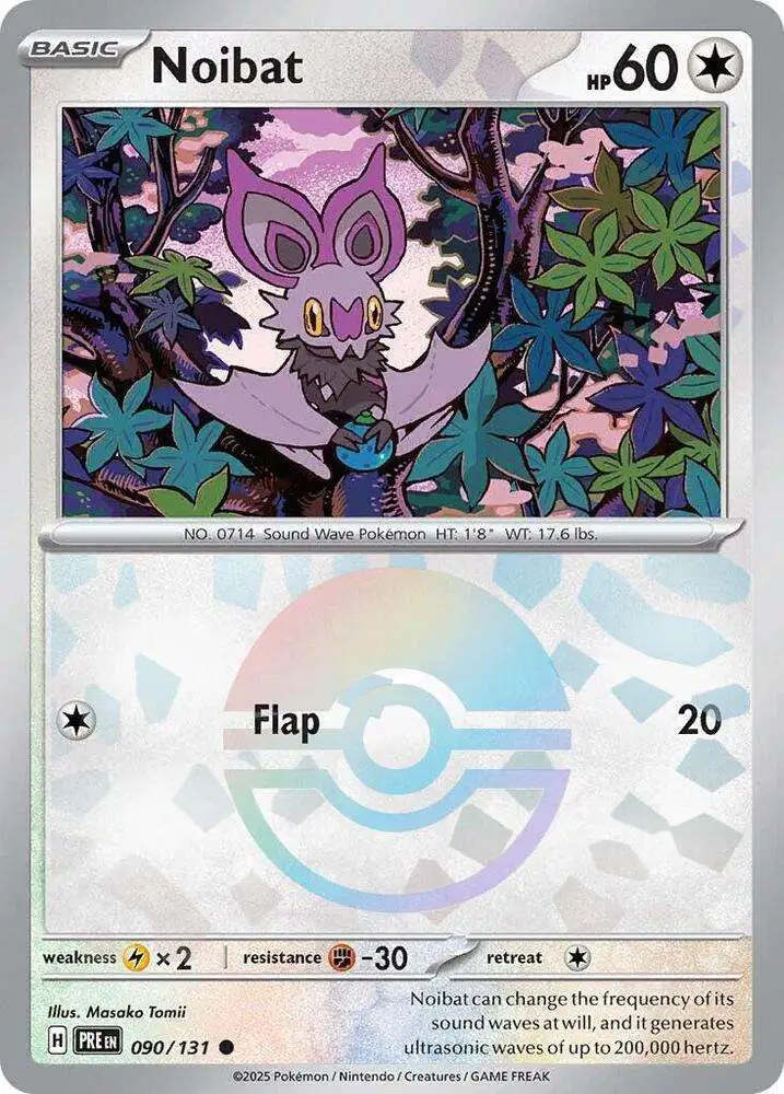 Pokemon Trading Card Game Prismatic Evolutions Common Noibat #90 [Poke Ball Pattern]