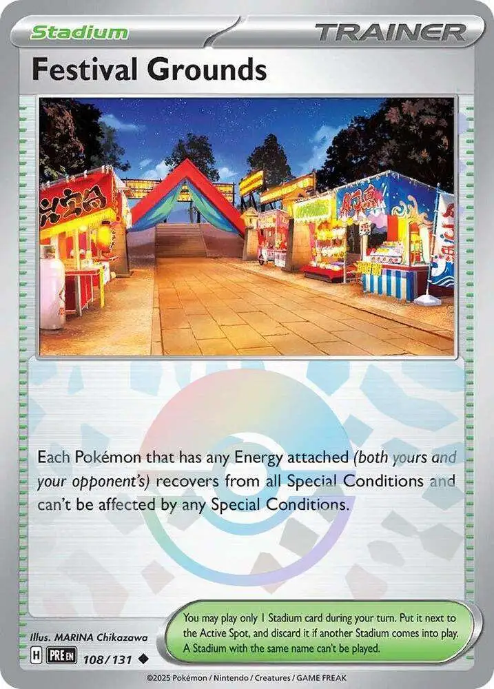 Pokemon Trading Card Game Prismatic Evolutions Uncommon Festival Grounds Stadium #108 [Poke Ball Pattern]
